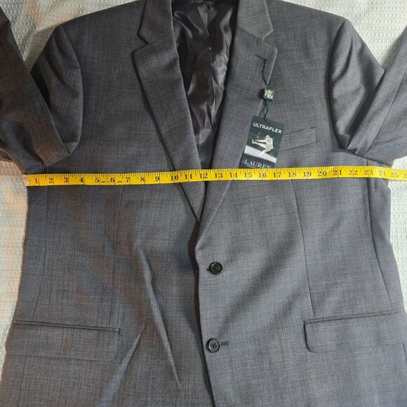NWT Lauren Ralph Lauren Ultraflex 100% Wool Gray Sport Coat Blazer 46L - Picture 12 of 16